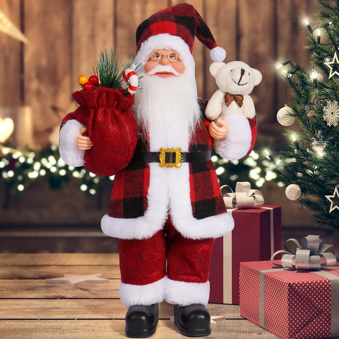 Papá Noel Vestido 30 cm Decorativo – Clásico Navideño Elegante para Hogar y Negocio