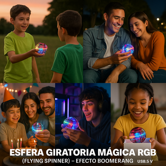 Esfera Giratoria Mágica RGB (Flying Spinner) – Efecto Boomerang, USB 5 V
