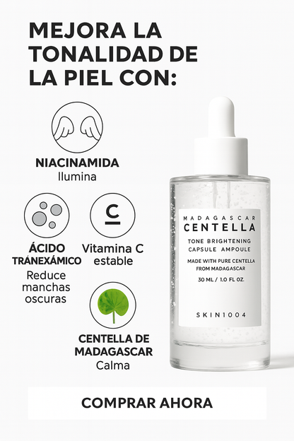 SKIN1004 Madagascar Centella Tone Brightening Capsule Ampoule 30 ml — Centella 77% + Niacinamida 4% + Ácido Tranexámico 2%