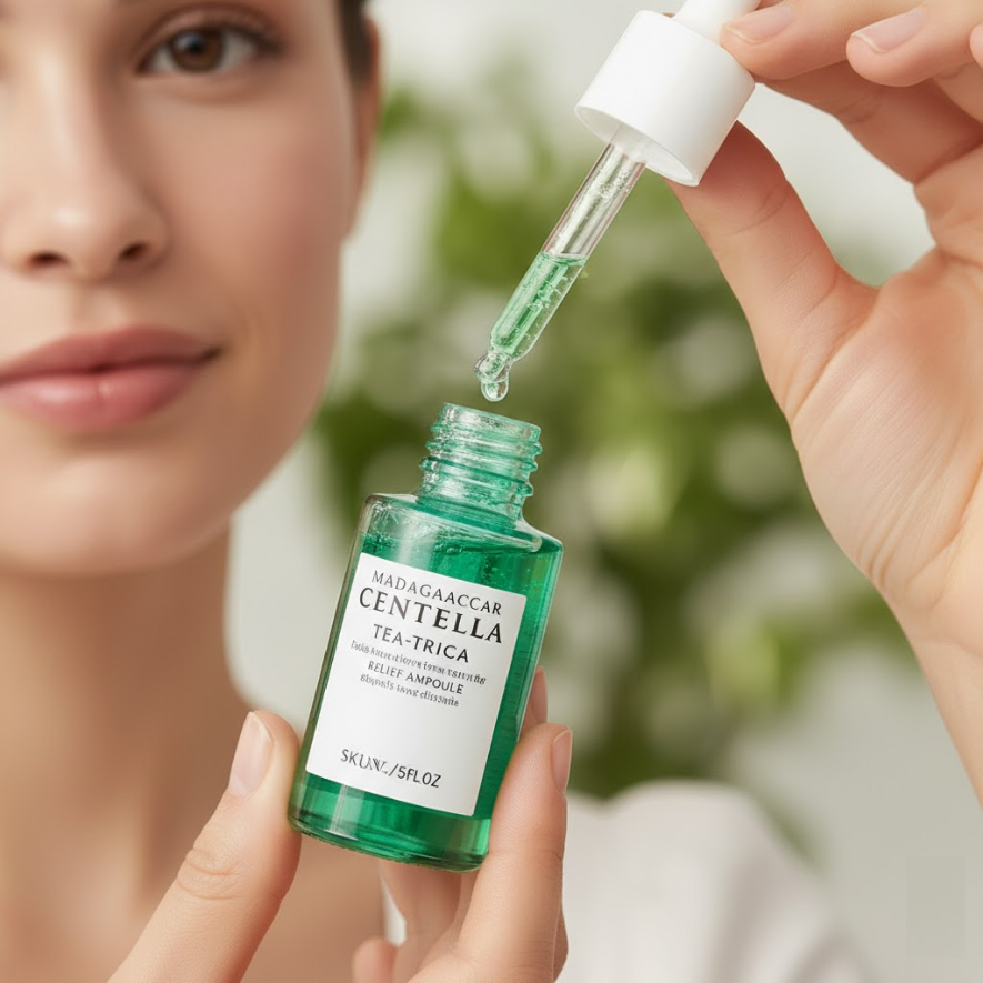 SKIN1004 Tea-Trica Relief Ampoule 30 ml — Centella 55 % + Tea Tree (No comedogénico, piel acnéica y sensible)
