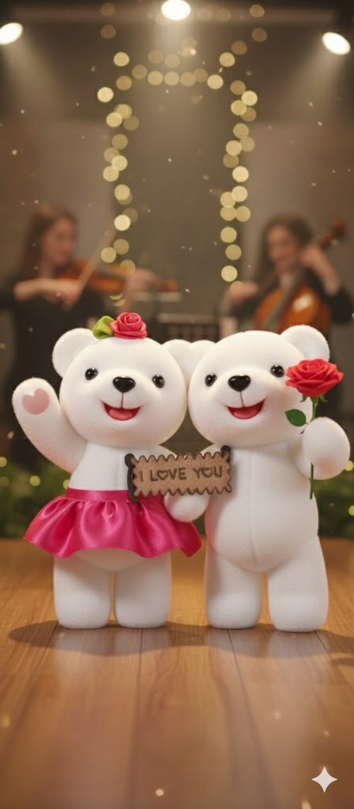 Osos de Peluche Pareja con Rosa (Blancos) – Regalo Romántico para Novia