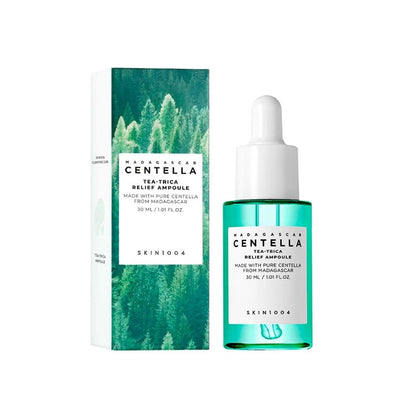 SKIN1004 Tea-Trica Relief Ampoule 30 ml — Centella 55 % + Tea Tree (No comedogénico, piel acnéica y sensible)