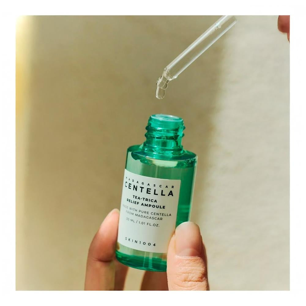 SKIN1004 Tea-Trica Relief Ampoule 30 ml — Centella 55 % + Tea Tree (No comedogénico, piel acnéica y sensible)