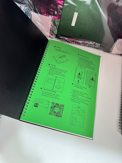 Cuaderno Inteligente Reutilizable A4 (Smart Notebook) | 20 Hojas Borrables con Bolígrafo FriXion y Escaneo a la Nube
