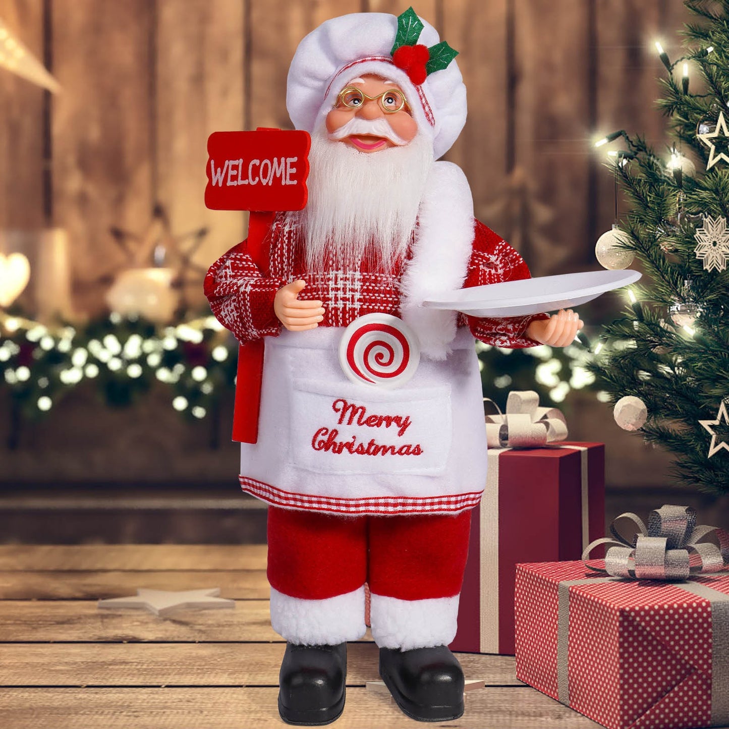 Papá Noel Vestido 30 cm Decorativo – Clásico Navideño Elegante para Hogar y Negocio
