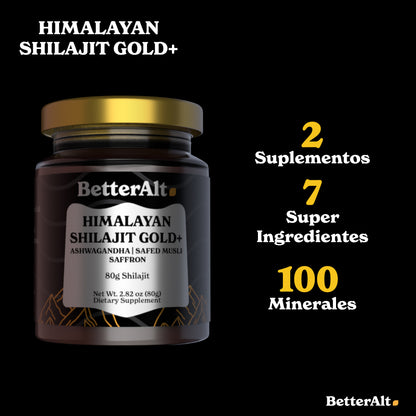 BetterAlt Himalayan Shilajit Gold+ 80 g — Energía y Enfoque Natural con Ashwagandha & Azafrán